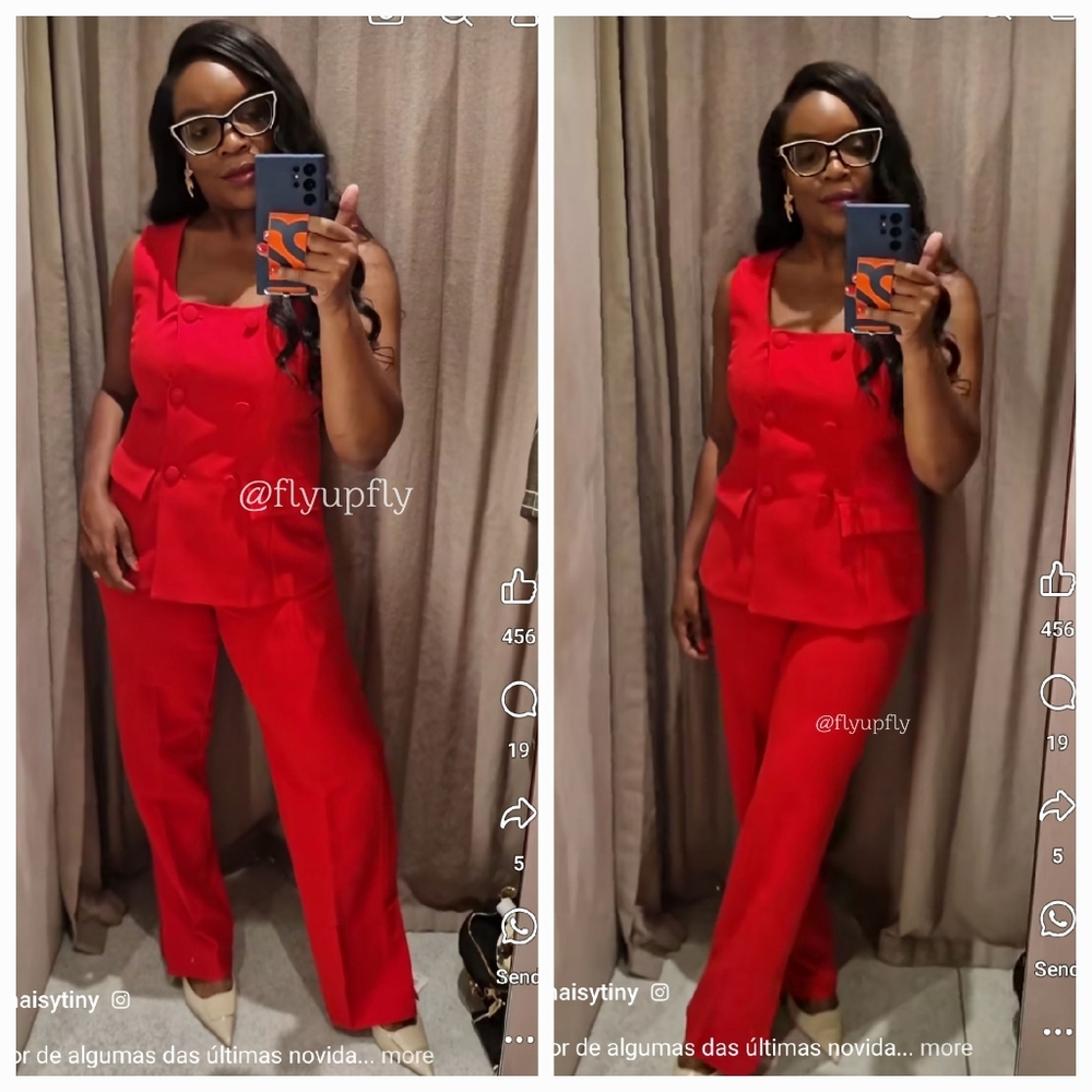 Zara 2 PC Set  Vest & Pants Red size XS and S - Picture 5 of 16